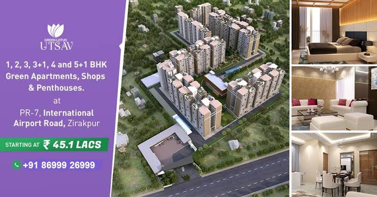 Flats in green lotus utsav, PR 7 200 ft wide Airport Road zirakp - Real Estate Agents in India