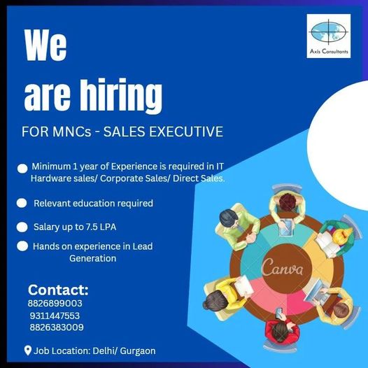 Hiring Inside Sales & Corporate Sales for IT Peripherals, IT Services, & Edutech. Contact Axis Consultant - IT Consultants in India